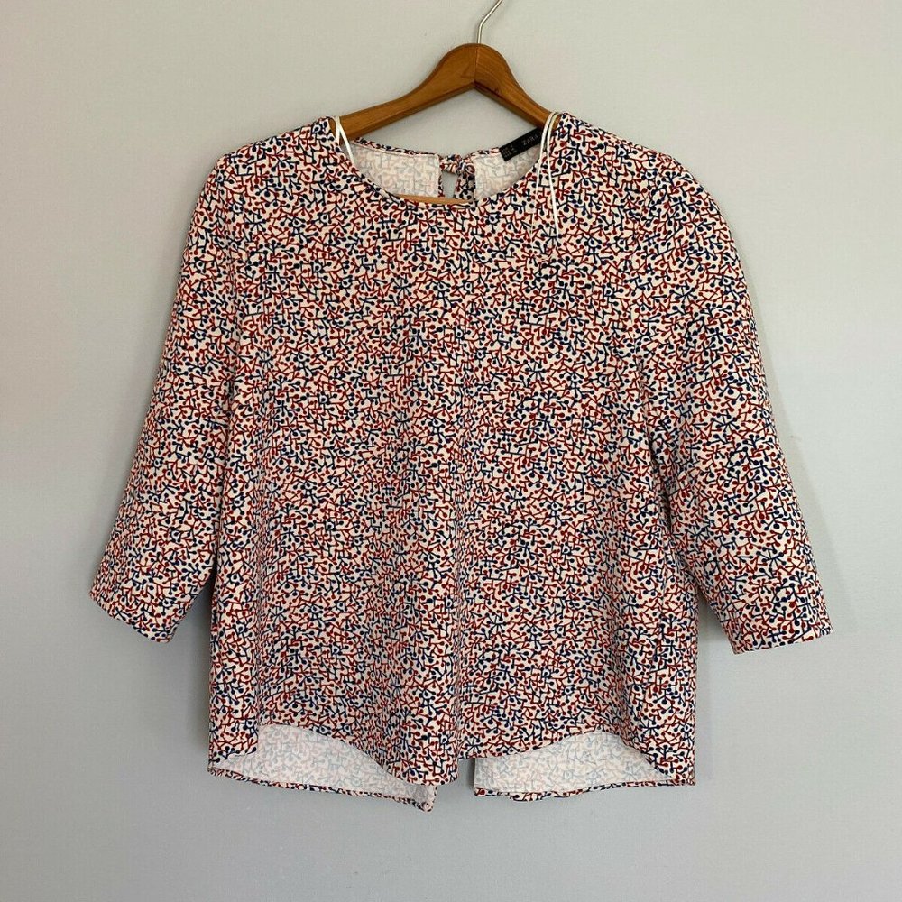 Zara Basic Top Tie Open Back Blouse